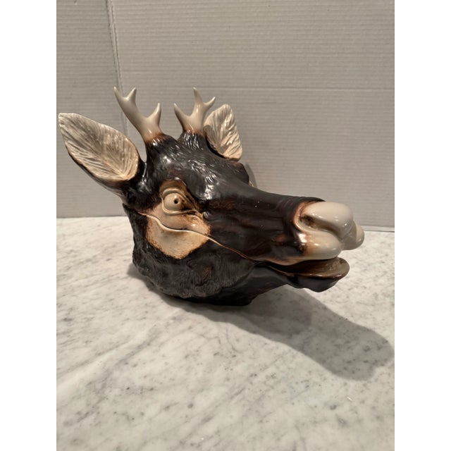 Italian Fabulous Mancioli Porcelain Stag’s Head Tureen For Sale - Image 3 of 8