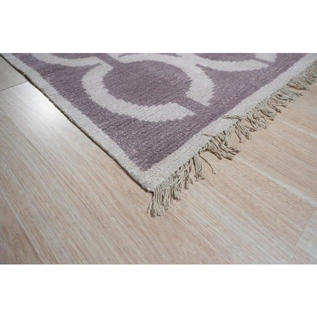 2020s 6x9 Brown Hand-Knotted Wool Bamboo Silk Linked Circles Design Tribal Carpet Rug For Sale - Image 5 of 8