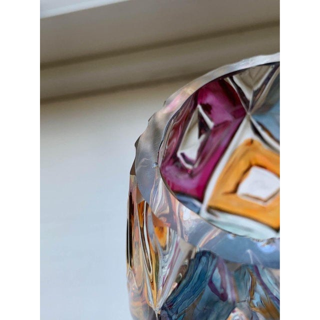 1960s Vintage Mid-Century Bohemian Multicolor Faceted Art Glass Vase, 1960s For Sale - Image 5 of 14