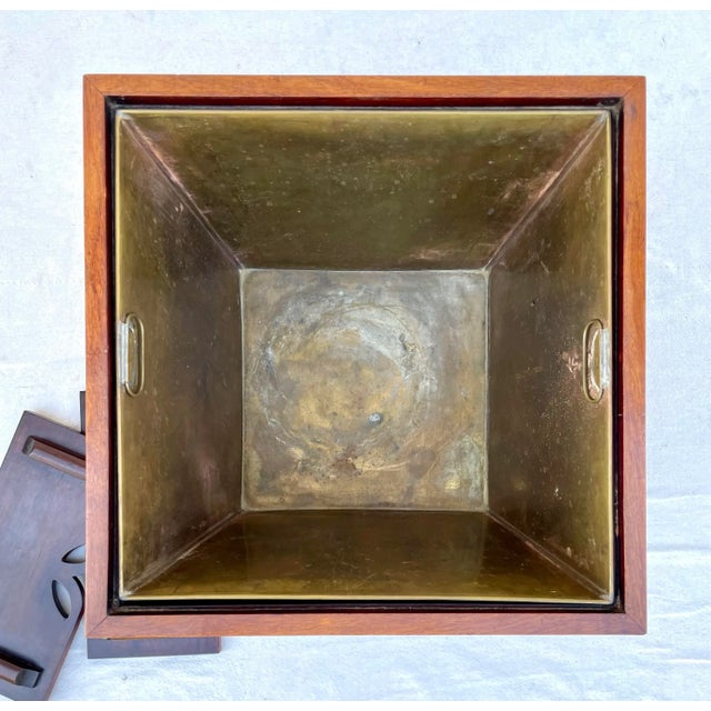 Mid-Century Rosewood and Brass Beverage Ice Box Attributed to George Zee For Sale - Image 12 of 13