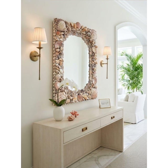 Vintage Handcrafted Coastal Seashell & Starfish Wall Mirror For Sale - Image 9 of 12