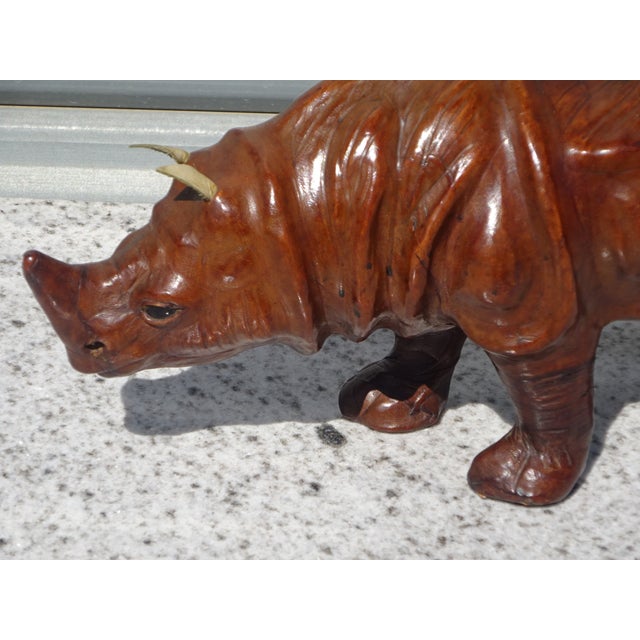 Vintage Leather Rhinoceros, India, 1950s For Sale - Image 4 of 14