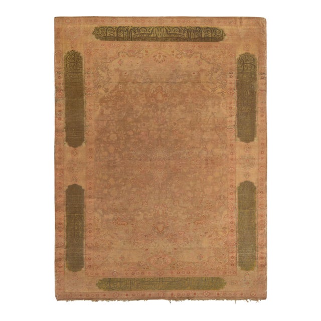 Antique Kayseri Rug in an All Over Green Brown Floral Pattern For Sale