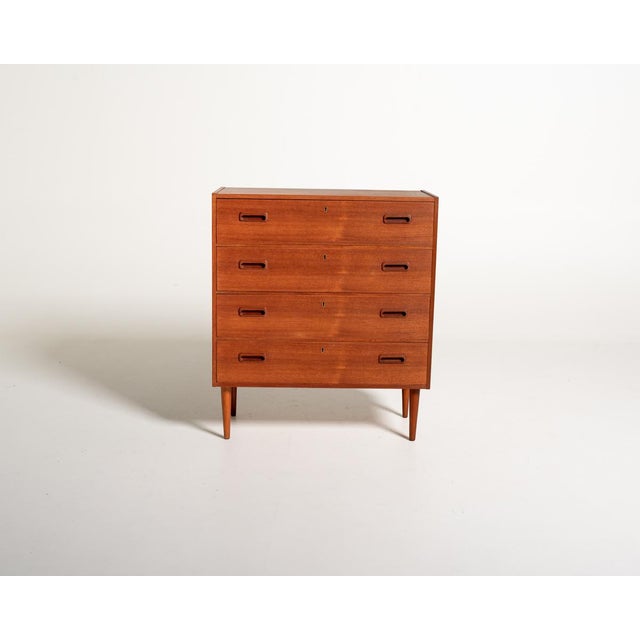Brown Scandinavian Teak Chest of Drawers with Four Drawers, 1960s For Sale - Image 8 of 8