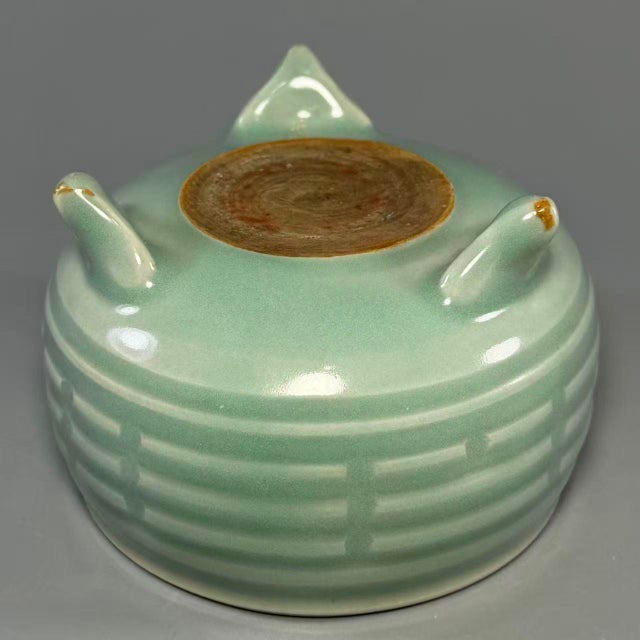 19th Century Antique Chinese Longquan Celadon Tripod Censer With Bagua Pattern For Sale - Image 5 of 6