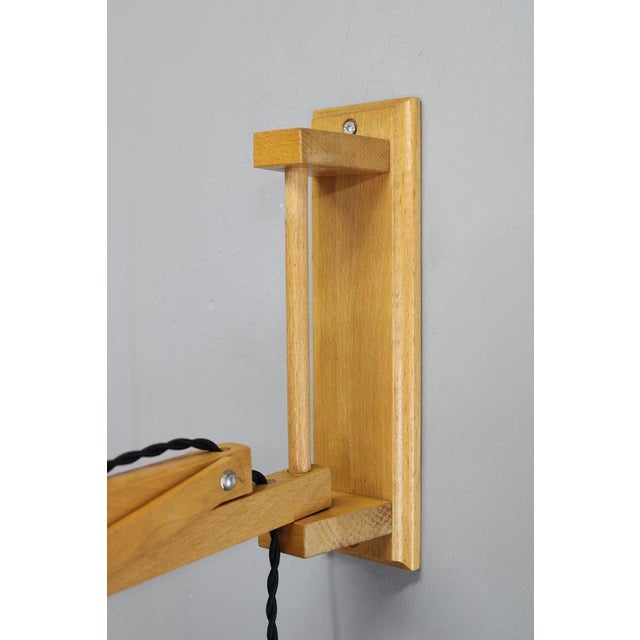 Wood Mid-Century Adjustable Wooden Wall Lamp with Rattan Shade from Lipta, 1970s For Sale - Image 7 of 15