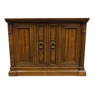 Drexel Furniture Walnut Italian Neoclassical Tuscan Style 60" Slide Top Server Buffet For Sale