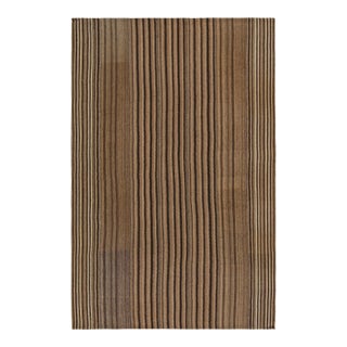 1950s Vintage Persian Kilim in Beige & Brown Stripes in Panel Style by Rug & Kilim For Sale