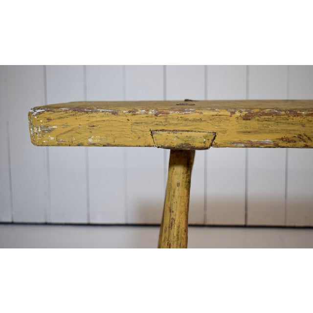 Rustic Splay Leg Primitive Mortis & Tenon Bench For Sale - Image 9 of 11