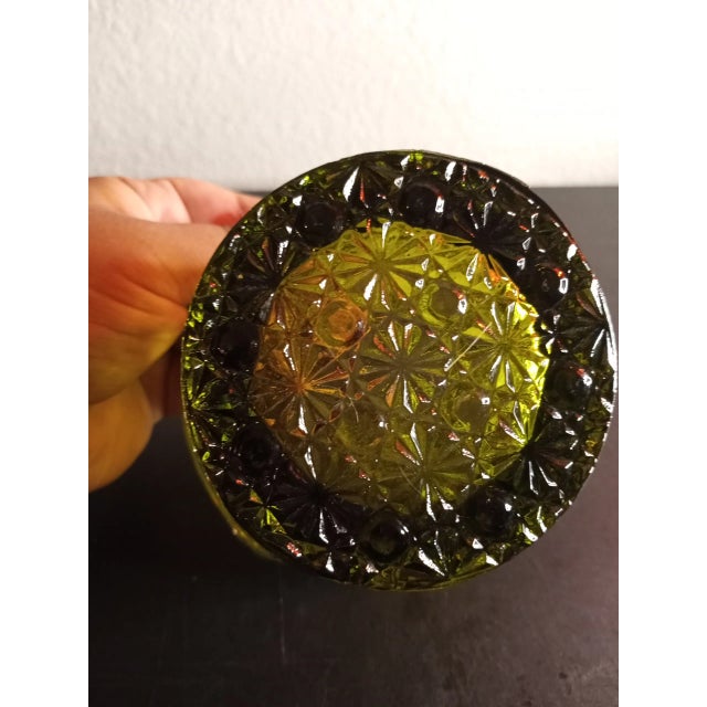 Fenton Art Glass Company Fenton Green Button & Daisy Pattern Top Hat Vase For Sale - Image 4 of 7
