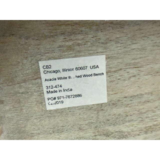 Cb2 Acacia White Washed Storage Bench For Sale - Image 12 of 12