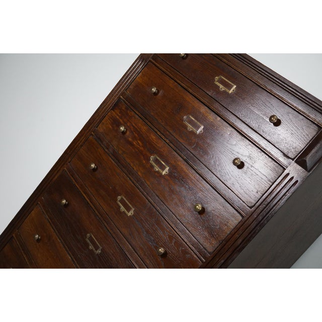 Vintage English Oak Filing Cabinet For Sale - Image 3 of 17