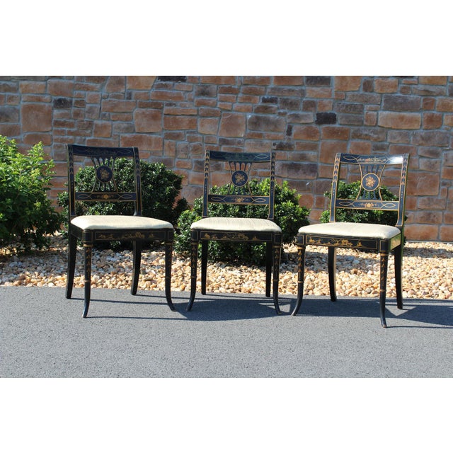 Chinoiserie 1940s Union National Chinoiserie Dining Room Chairs—Set of Three For Sale - Image 3 of 18