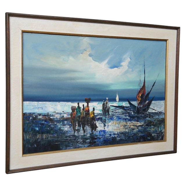 Vintage Impressionist Nautical Maritime Seascape Oil Painting on Canvas For Sale - Image 12 of 12