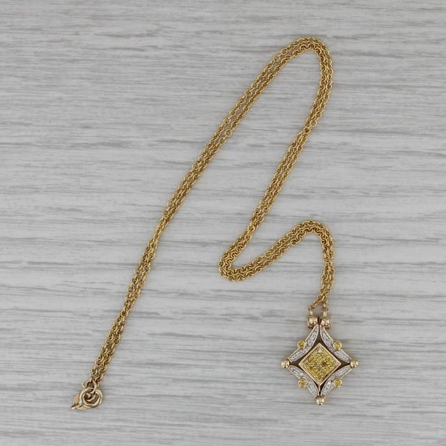 0.24ctw Yellow Diamond Pendant Necklace 14k Gold Convertible Shape Magnetic For Sale In Greensboro - Image 6 of 7