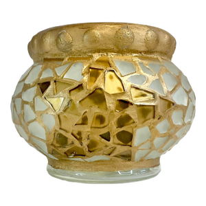 1980s Vintage Boho Chic Neiman Marcus Mexican Mosaic Glass Candle Holder