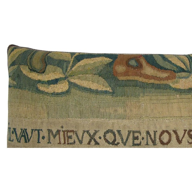 Renaissance 17th Century Antique Brussels Tapestry Pillow For Sale - Image 3 of 5