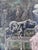 Green Antique Original Oil Painting of Woman With Dogs in a Garden For Sale - Image 8 of 16
