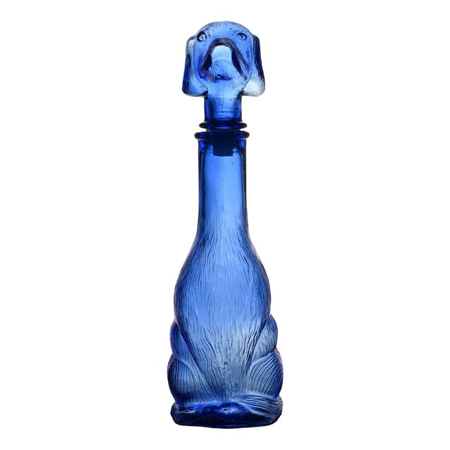 Dog-Shaped Carafe in Blue Glass from Empoli, 1960s For Sale