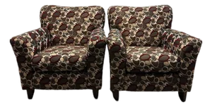 Pair of Late 20th Century Mid-Century Modern Style Club Chairs With Geometric Upholstery