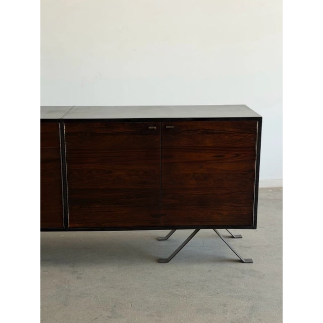 1970s Leather Wrapped Rosewood Credenza For Sale - Image 11 of 18