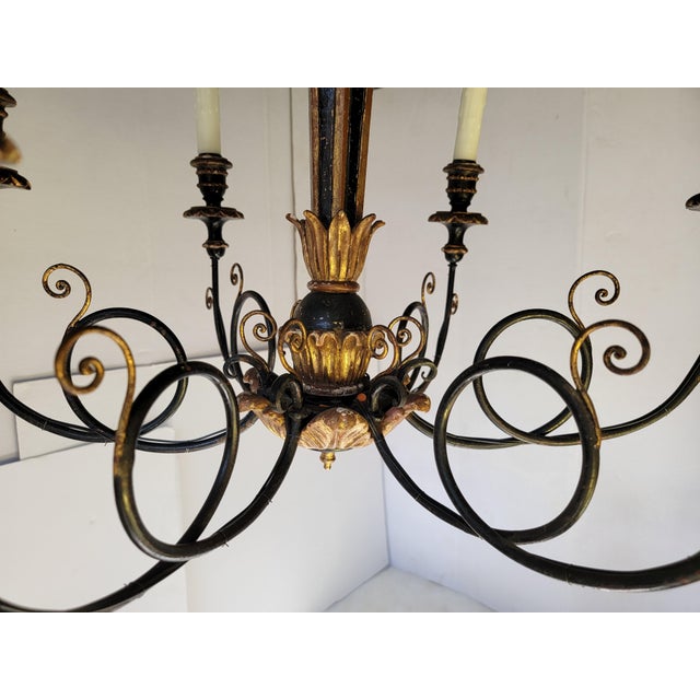 Mid-Century Italian Neo-Classical Style Carved Giltwood Six Arm Chandelier For Sale In Atlanta - Image 6 of 6