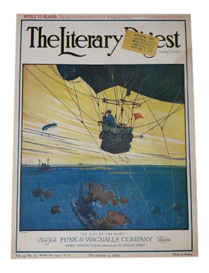 1910s Aerial Seascape With Hot Air Balloon Art Print