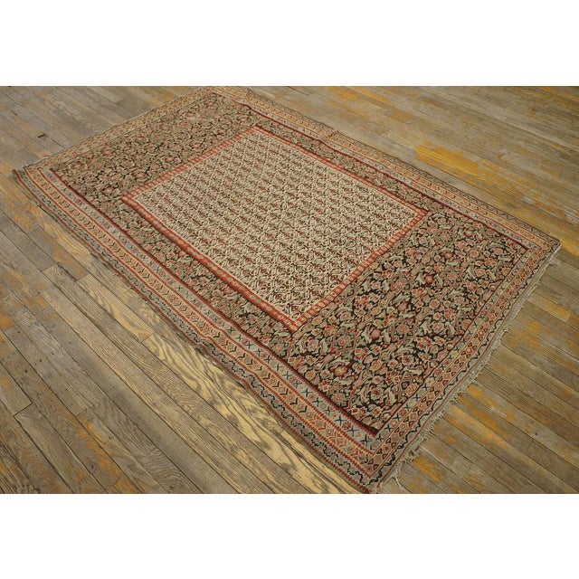 Fantastic Oyster Gray Color With Geometric and Floral Design Antique Persian Senneh Kilim Rug For Sale - Image 9 of 9