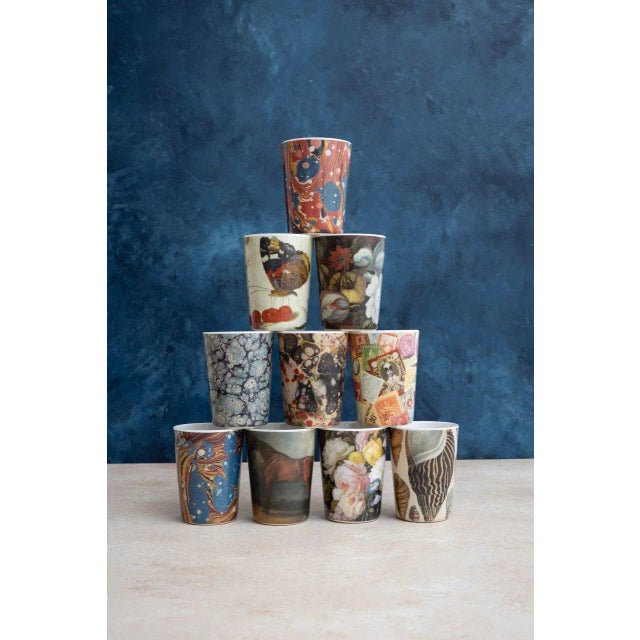 Contemporary Siren Song Philately Melamine Tumblers - Set of 4 For Sale - Image 3 of 6