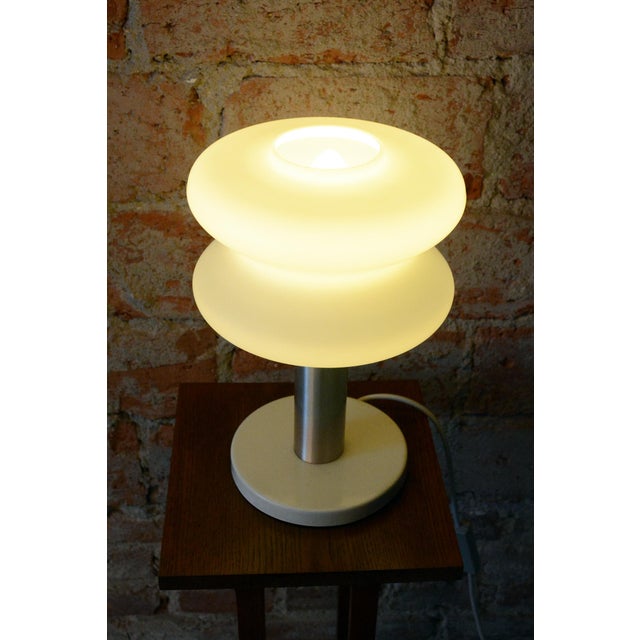 Silver Mid-Century Table Lamp in Aluminium and Milk Glass from NAPAKO, Czech, 1960s For Sale - Image 8 of 10