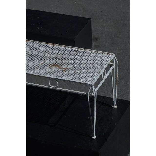 1950s Mid-Century Modern French Garden Metal Coffee Table with Perforated Top, 1950s For Sale - Image 5 of 11