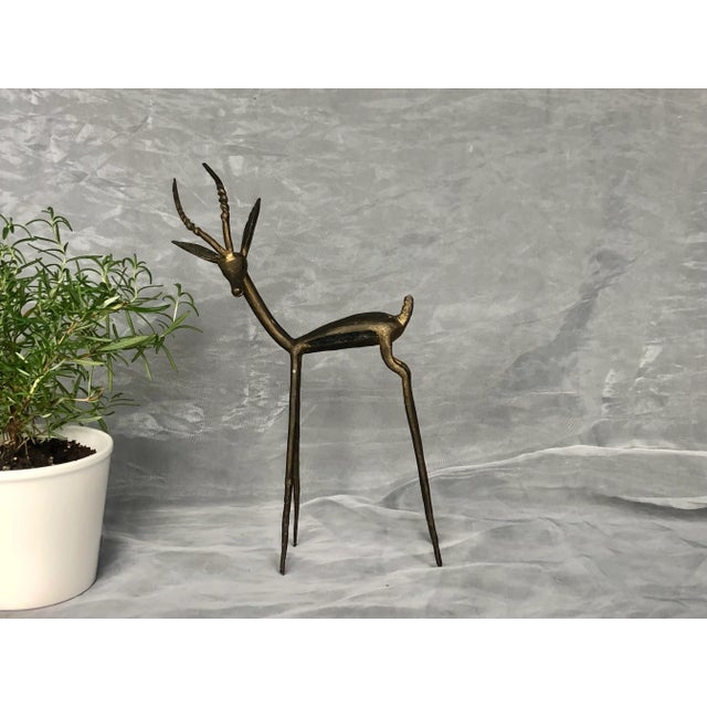 Vintage African Bronze Gazelle Sculpture For Sale - Image 13 of 13