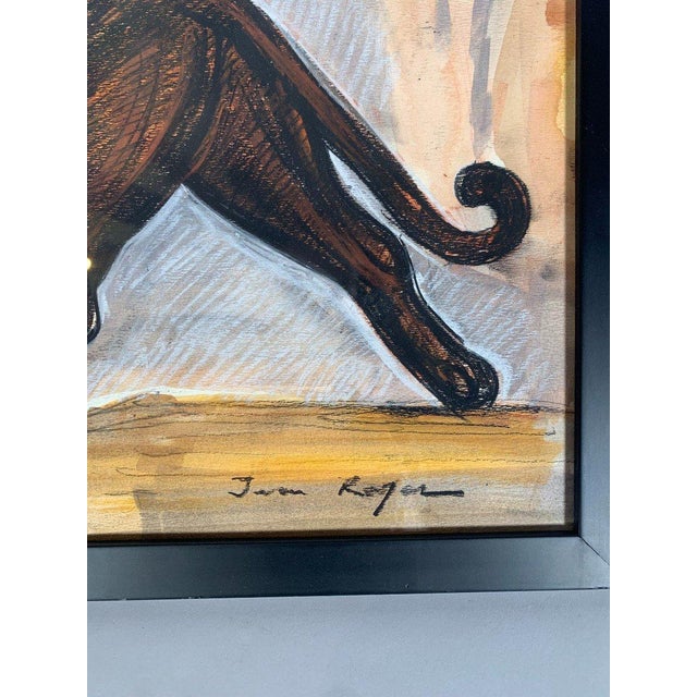 Traditional Jean Royer (20th Century) Drawing of a Panther in Motion, Modern Charcoal For Sale - Image 3 of 4