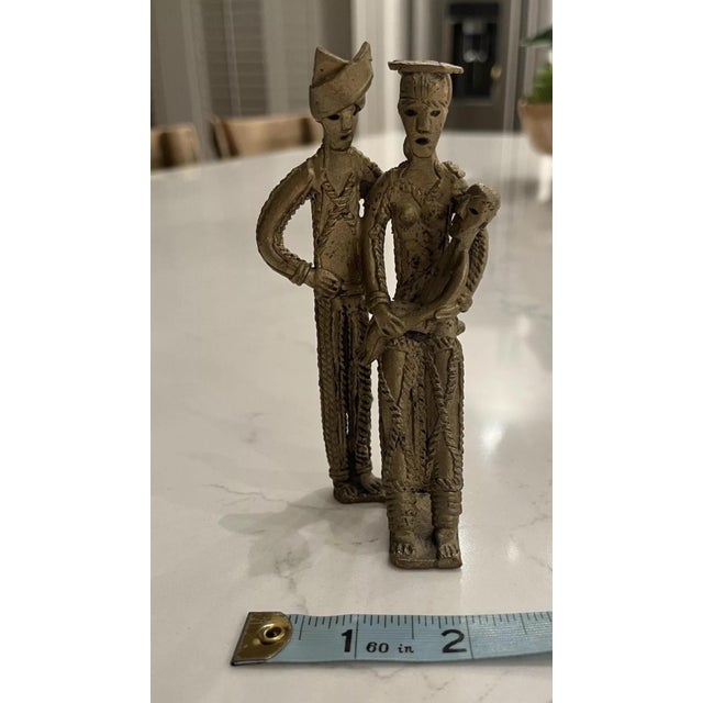 Vintage Bronze Tribal Sculpture Statue of Family For Sale - Image 4 of 7