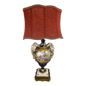 Early 20th Century French Porcelain Hand Painted Classical Lamp
