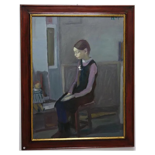 Igor Smekalov, Little Girl and Doll, Blue Figurative, Orenburg 1965, Oil Painting For Sale