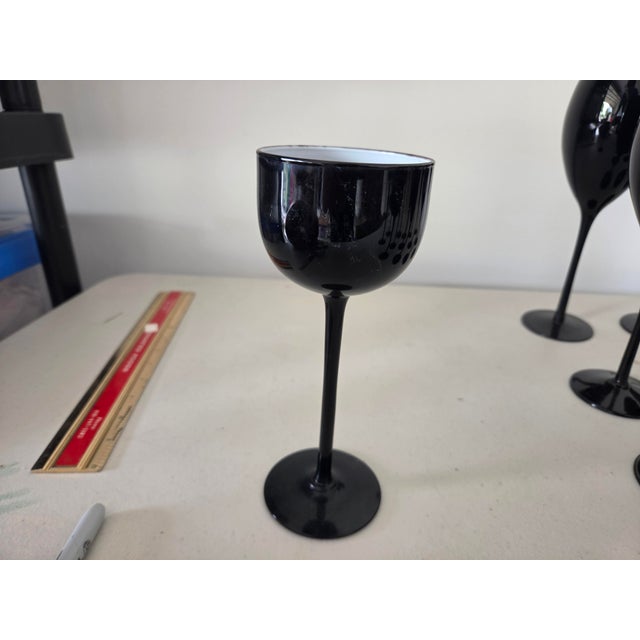 Italian Vintage Carlo Moretti Italian Black and White Tall Stem Cased Wine Glasses - Set of 15 For Sale - Image 3 of 6
