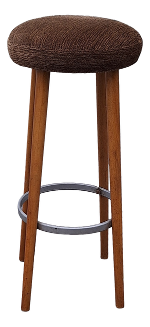 Mid-Century Bar Stool with Beechwood Frame and Metal Ring, 1960s