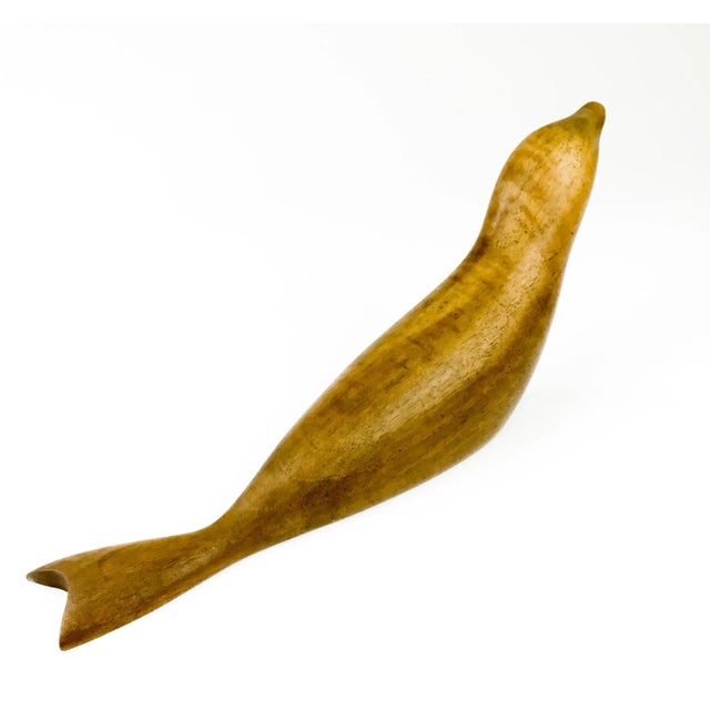 Mid-Century Modern Hand Sculpted Mid-Century Modern Wood Carving of Seal For Sale - Image 3 of 13