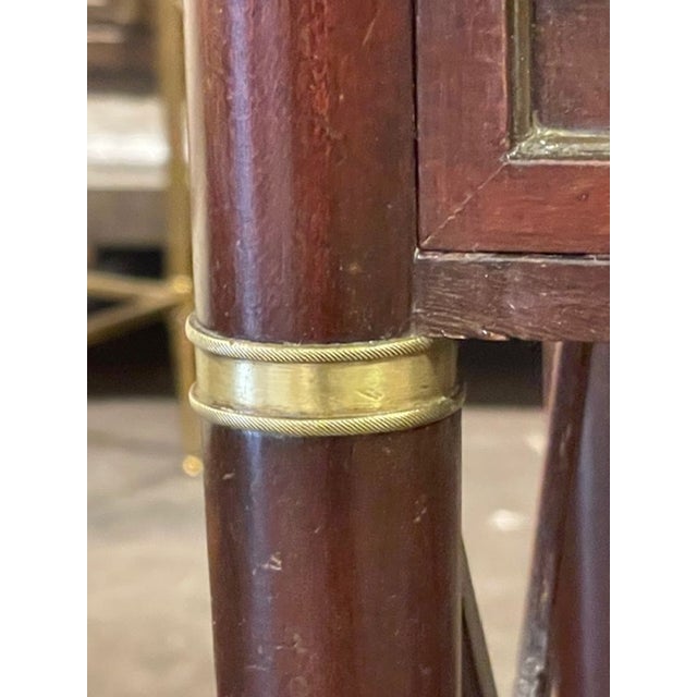 Traditional Pair of French Jansen Manner Mahogany and Brass Side Tables For Sale - Image 3 of 6