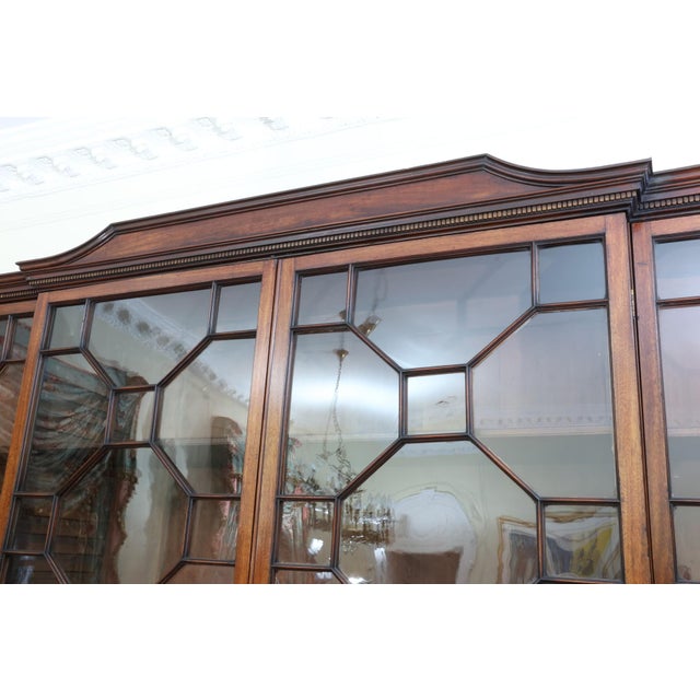 Wood Antique Georgian Mahogany Breakfront Library Bookcase For Sale - Image 7 of 17