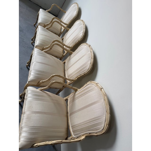 1980s Vintage Century Furniture Serge Roche Style Faux Bois Palm Frond Arm Dining Chairs – Set of 4 For Sale - Image 5 of 12