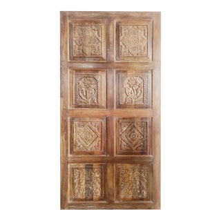 Vintage Carved Wood Natures Harmony Sliding Barn Door Interior Door For Sale