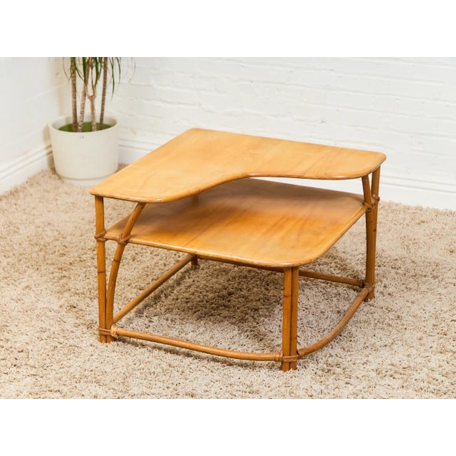 Gold Mid 20th Century Two Tier Side Table Styled After Heywood Wakefield For Sale - Image 8 of 12