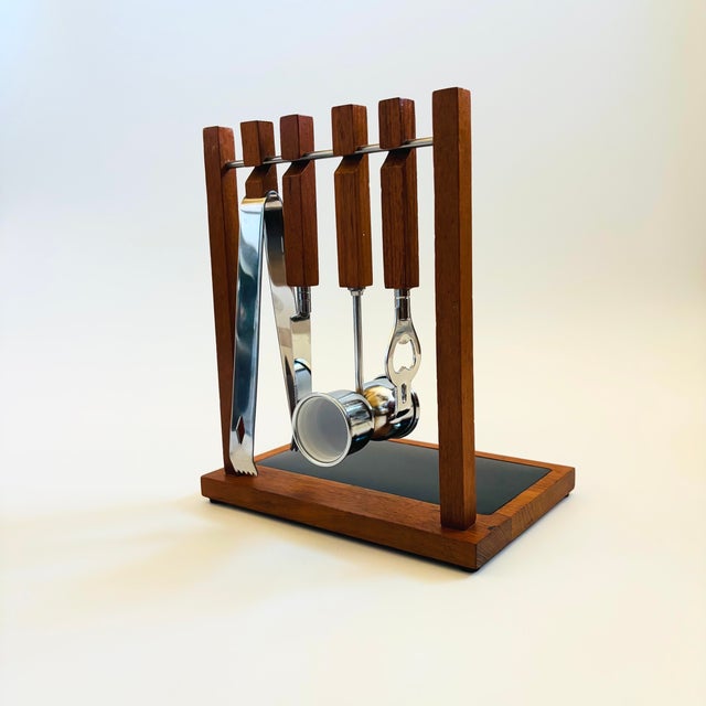 Mid-Century Modern Mid Century Teak Hanging Bar Tool Set by Georges Briard For Sale - Image 3 of 12