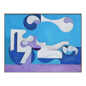 Large Vintage Mid Century Modernist Figurative Cubist Painting by Leonard Alberts