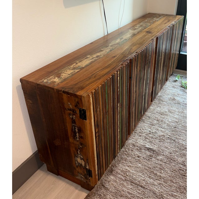 2020s Handcrafted Garu Reclaimed Wood Sideboard, Custom Indian Production, Dyphor New York, Brutalist For Sale - Image 5 of 9