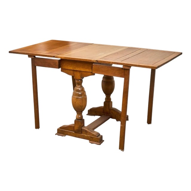 Antique English Victorian Style Drop Leaf Gate Leg Console or Dining Table 19th Century For Sale