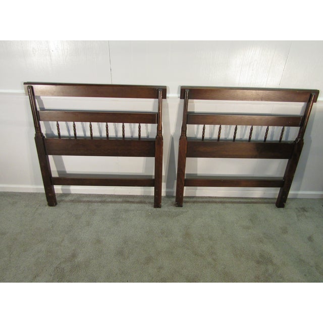 Hitchcock Pair of Solid Maple Pant Decorated Twin Size Headboards For Sale - Image 10 of 10