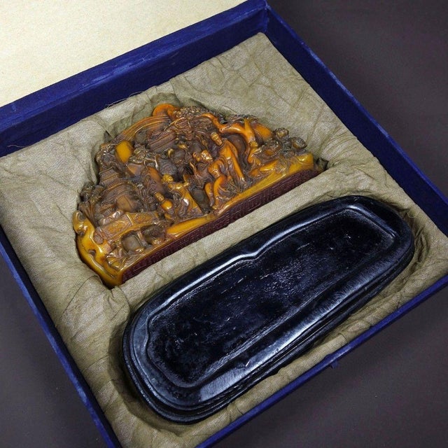 Vintage Carved Soapstone Mountain Scene – 9.1" Figural Landscape Sculpture For Sale - Image 9 of 9